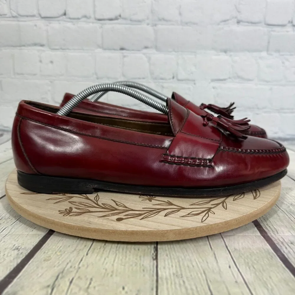 Cole Haan Pinch Tassel Loafers Men 10.5 Burgundy Oxblood Leather Dress Shoes